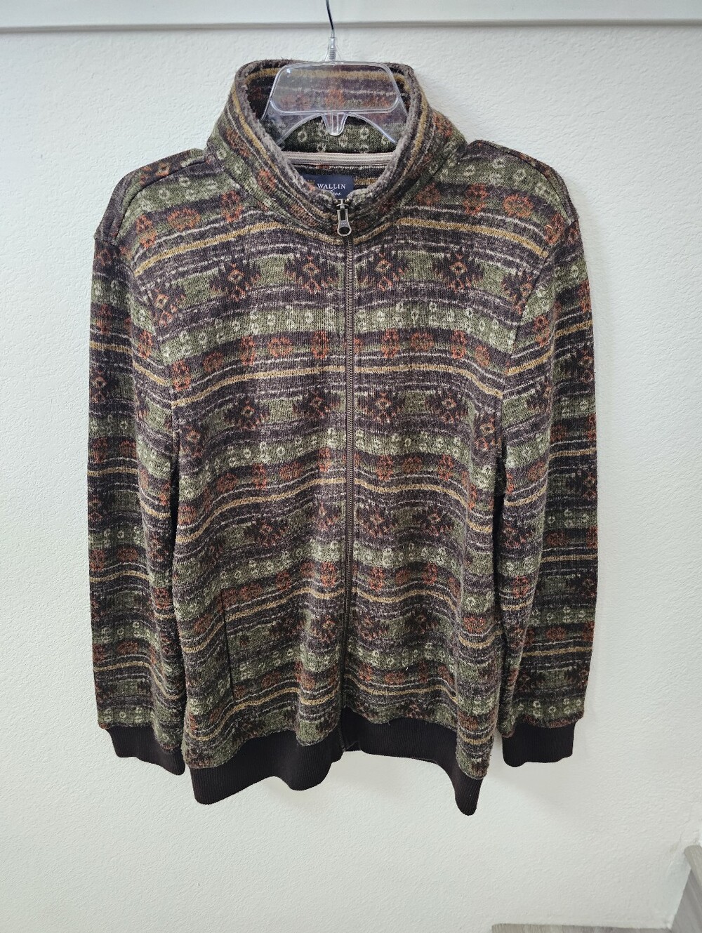 Wallin & Bros Nordstrom Southwestern Aztec Fleece Jacket Full Zip Geometric XL